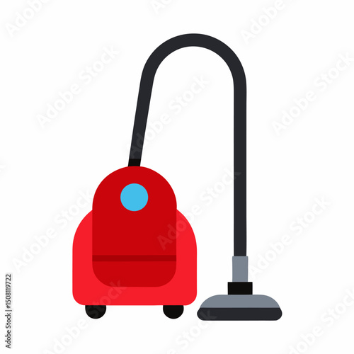 Red vacuum cleaner icon on white background.