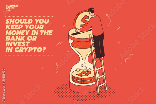 Flat Illustration of a cyptocurrency or Digital Asset eco system.