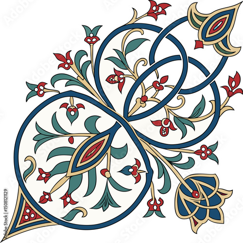 Exquisite Floral Arabesque Tile Design with Intertwined Motifs and Rich Colors