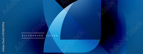 Abstract blue design. Overlapping shapes create dynamic visual effect. Modern, sleek background suitable for digital projects.