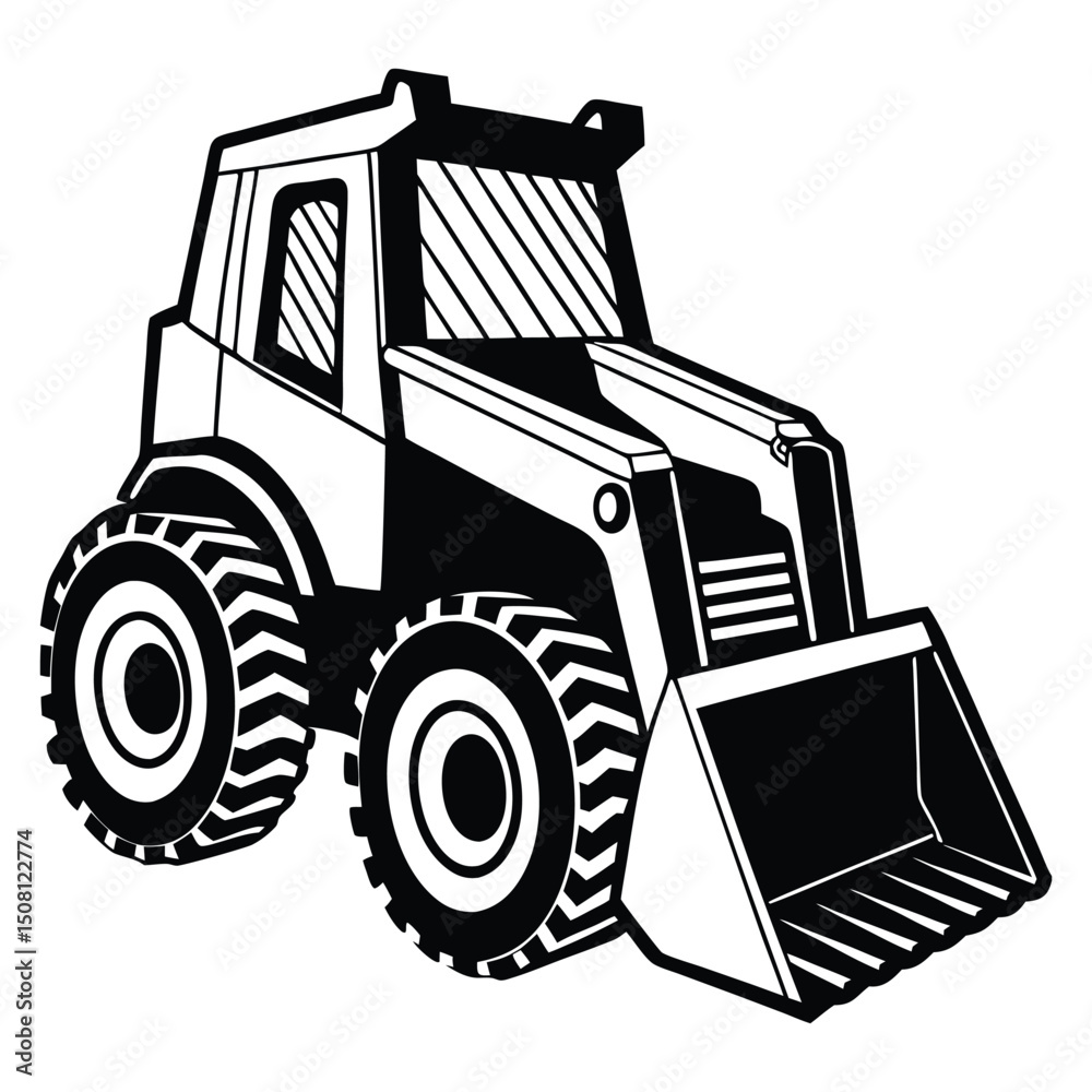 Naklejka premium Industrial bulldozer construction machinery vehicle vector illustration