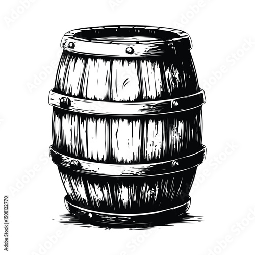 A simple barrel art silhouette & Barrel vector art illustration, Barrel elements icon vector, Silhouette of drum or barrel black color only