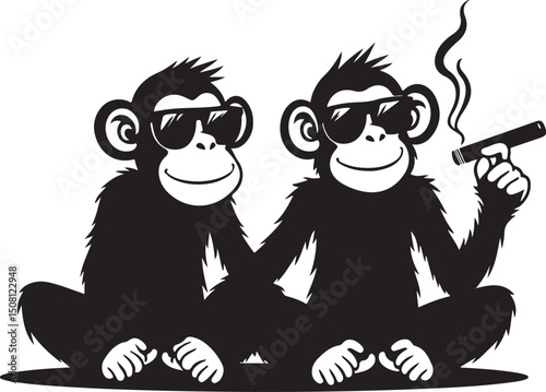 Cool Smoking Monkey Silhouettes