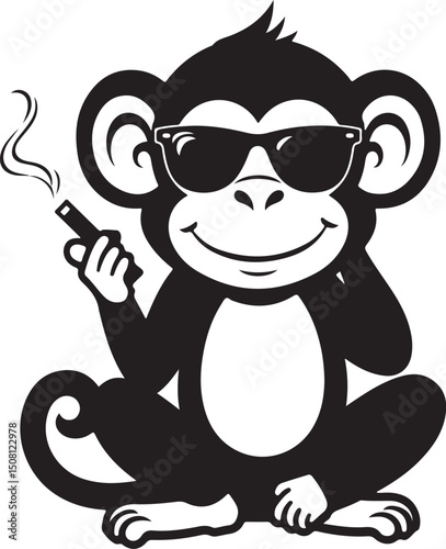 Cool Smoking Monkey Silhouettes