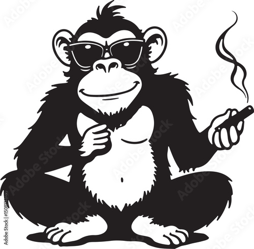Cool Smoking Monkey Silhouettes