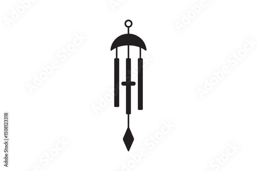 Wind chime silhouette vector art illustration on white background