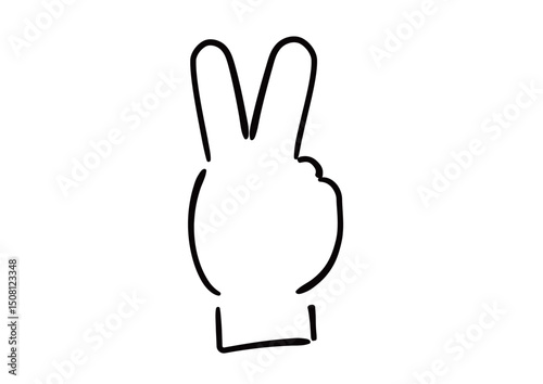 手書きの手のイラスト　2本指　塗りなし線画