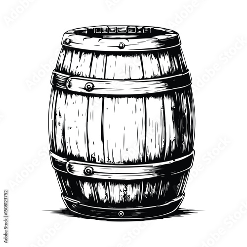 A simple barrel art silhouette & Barrel vector art illustration, Barrel elements icon vector, Silhouette of drum or barrel black color only