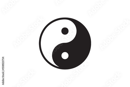 Yin-yang symbol silhouette vector art illustration on white background