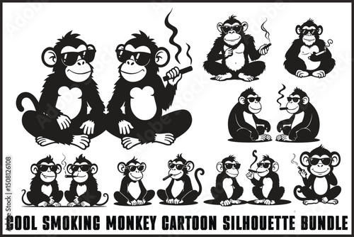 Cool Smoking Monkey Silhouettes