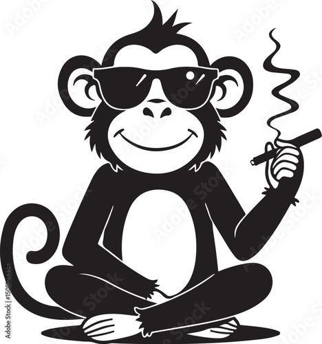 Cool Smoking Monkey Silhouettes