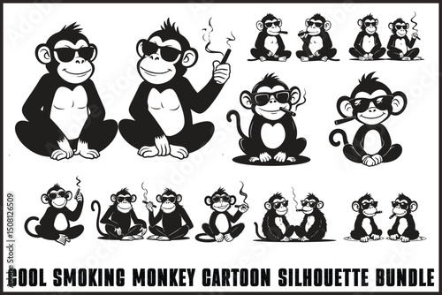 Cool Smoking Monkey Silhouettes