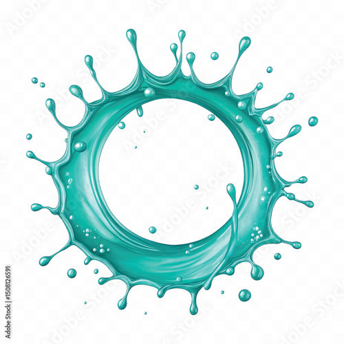 	
realistic fresh water splash In circle or round style isolated on transparent background