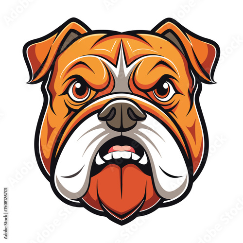 Orange Bulldog Mascot Head Illustration with Visible Teeth and Intimidating Gaze