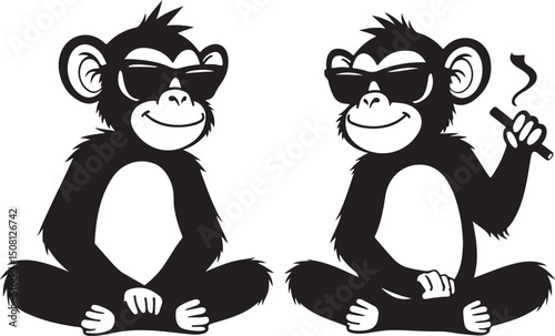 Cool Smoking Monkey Silhouettes