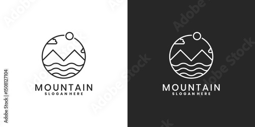 Mountain logo design with simple line art