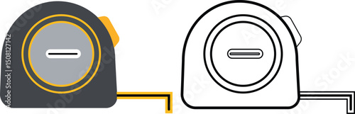 Tape Measure Full Color Monochrome Design Variants and Vector.