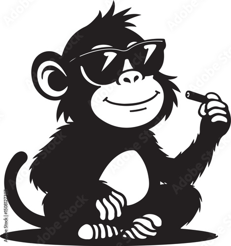 Cool Smoking Monkey Silhouettes