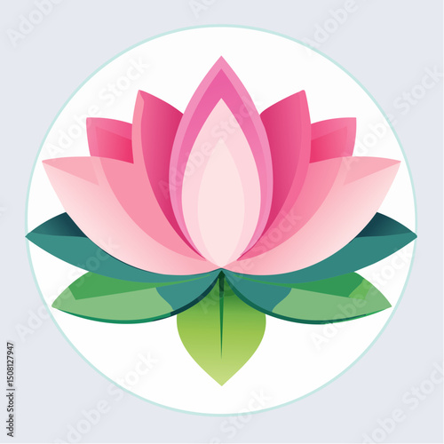Lotus Flower: An elegant, stylized lotus flower in full bloom, symbolizing purity, enlightenment, and new beginnings, its delicate petals radiating peace and serenity.