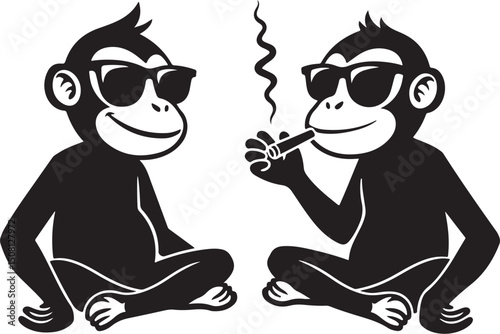 Cool Smoking Monkey Silhouettes