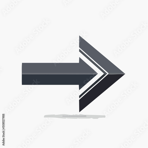 Forward Direction Icon: An isometric vector of a sleek, modern arrow points towards the right, subtly casting a shadow against the backdrop