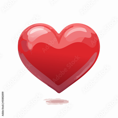 Glossy Red Heart: A vibrant, glossy red heart symbol, radiating love and affection, perfect for Valentine's Day, romantic themes, or expressing heartfelt emotions.
