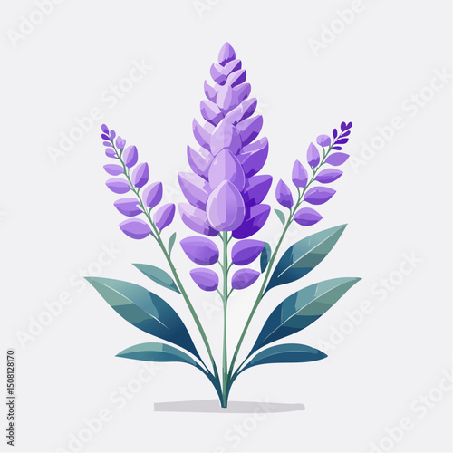 Lavender Bloom: A delicate illustration showcases the vibrant lavender flower with its slender, colorful petals, evoking the essence of nature's beauty. 