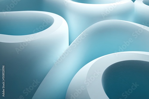 Fototapeta Naklejka Na Ścianę i Meble -  Futuristic 3d soft maze with abstract rounded tubes and dynamic shadows