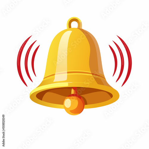 Ringing Golden Bell: A gleaming, gold bell, with resonating sound waves, beckons attention and signals a moment of significance. Capturing the sound and message through graphic design.