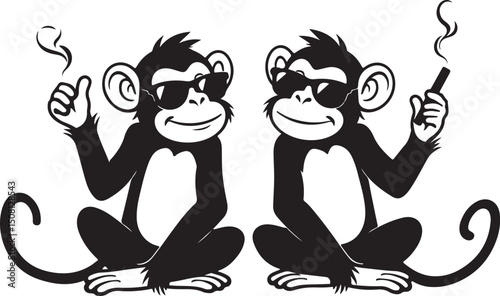 Cool Smoking Monkey Silhouettes