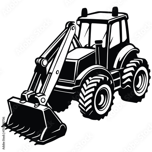 heavy industrial excavator isolated on white background