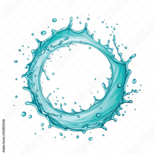 	
realistic fresh water splash In circle or round style isolated on transparent background
