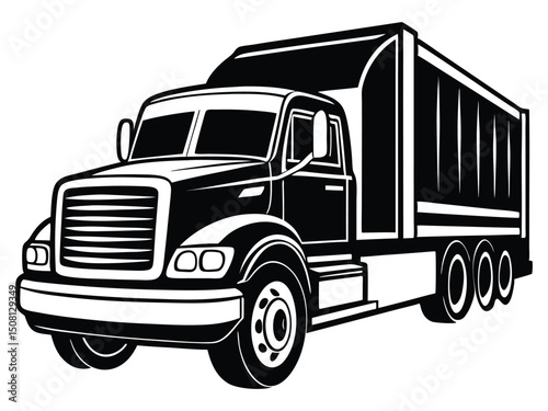 Truck with trailer on white background for transport and delivery illustration