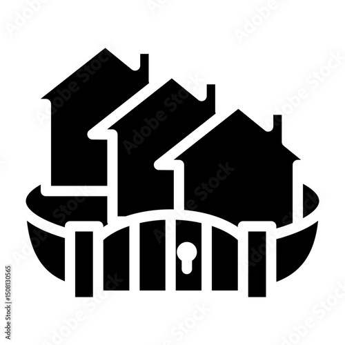 Gated Community Vector Glyph Icon Design