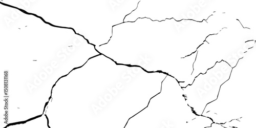 "Abstract cracked texture: distressed, grunge, broken, damaged, weathered, aged, surface, pattern, wall, earth, drought. Black & white graphic"