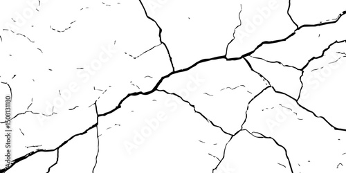 "Abstract cracked texture: distressed, grunge, broken, damaged, weathered, aged, surface, pattern, wall, earth, drought. Black & white graphic"