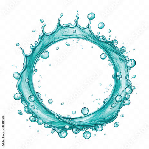 	
realistic fresh water splash In circle or round style isolated on transparent background