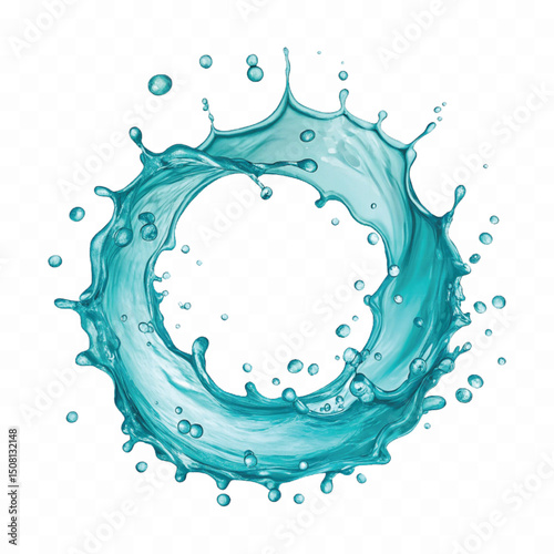 	
realistic fresh water splash In circle or round style isolated on transparent background