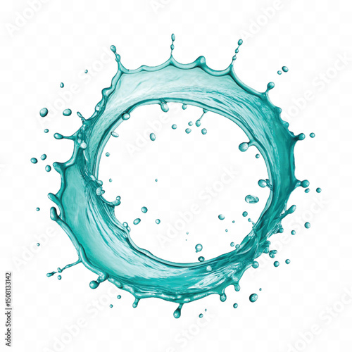 	
realistic fresh water splash In circle or round style isolated on transparent background