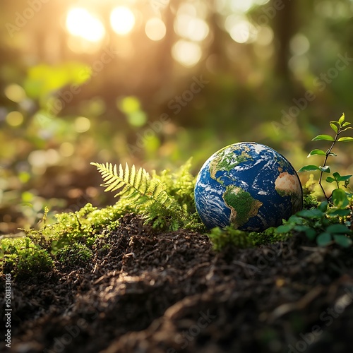 Earth nestled amongst greenery and soil.