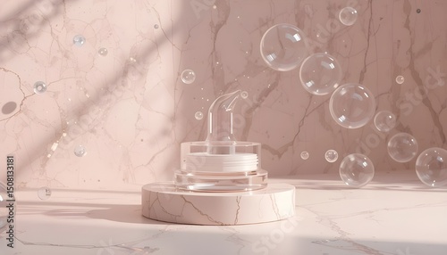 Floating Clear  Cosmetic Mockup kit and amazing view Minimal Product 3D