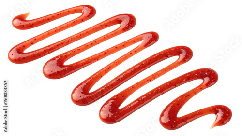 Red chili sauce drizzle isolated on transparent background