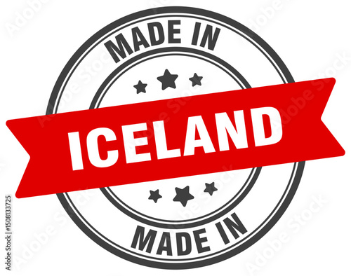 Made in Iceland round sign. Made in Iceland stamp.