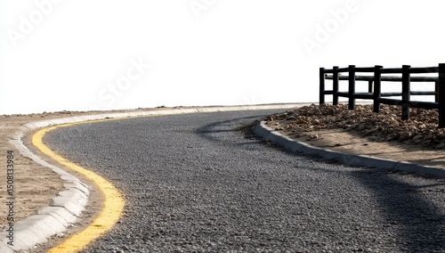 Winding road with black fence