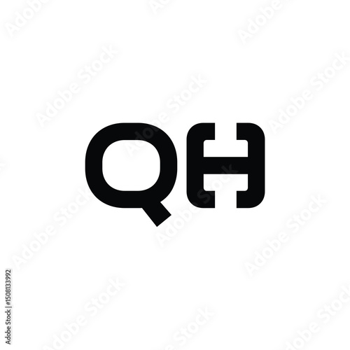 QH monogram logo design letter text name symbol monochrome logotype alphabet character simple logo