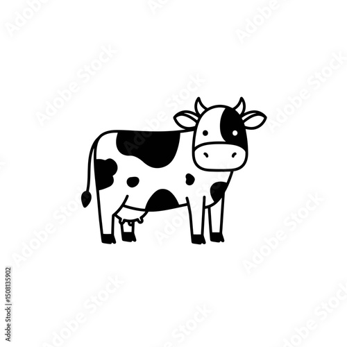 Cartoon Cow Outline: Farm Animal Illustration