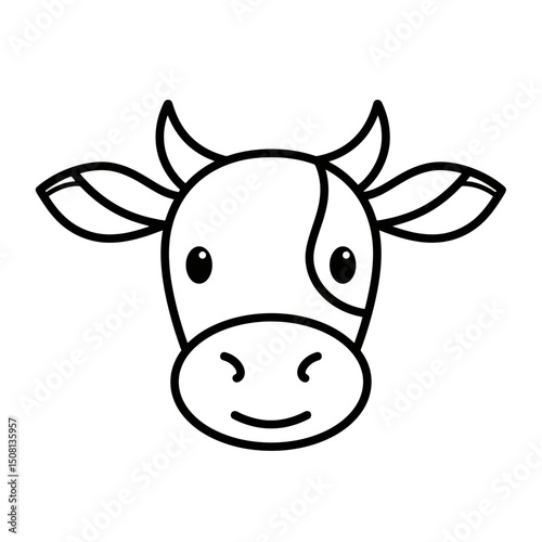 Cow Head Icon: Minimalist Farm Animal Illustration