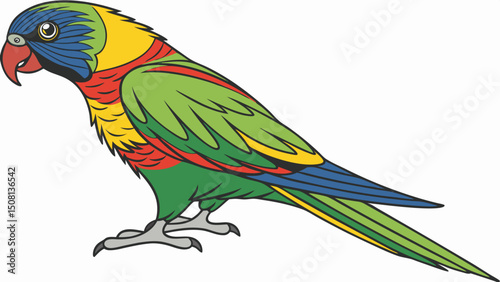 Vibrant Rainbow Lorikeet A Colorful Australian Parrot Illustration
