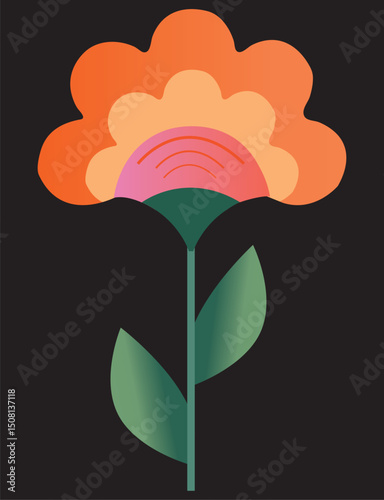 Flat vector a colorful spring flowers in various shapes. flower and bean with dew drops, Flat vector doodle flowers.
