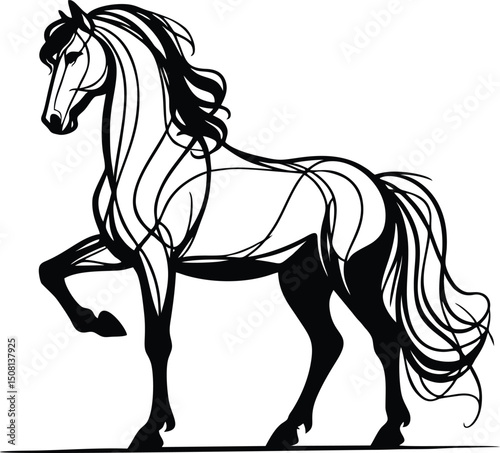 Minimalist Horse Logo Design – Black Silhouette Animal Icon Vector